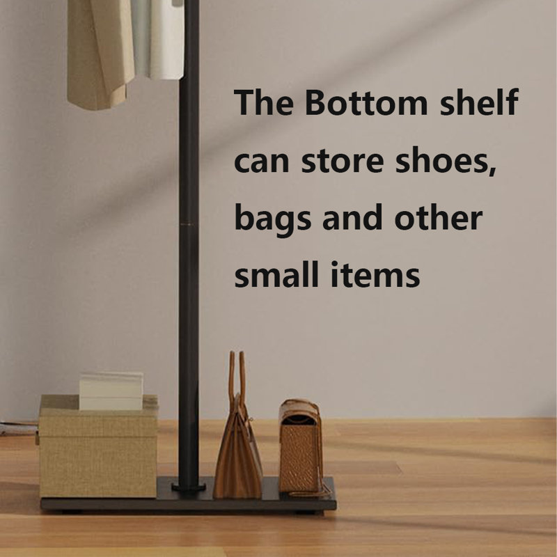 Coat Rack Freestanding With Rock Slab Base, Black