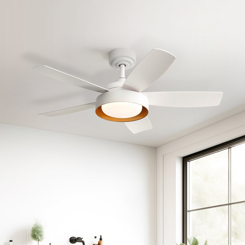 42" 5 - Blade Modern White LED Ceiling Fan Light With Remote Control