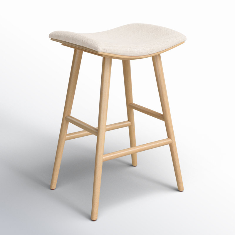 Union Wallis Belfast Solid Wood Stool, Rayon/Viscose - Essence Natural/Light Parawood, Counter Stool (26" Seat Height)