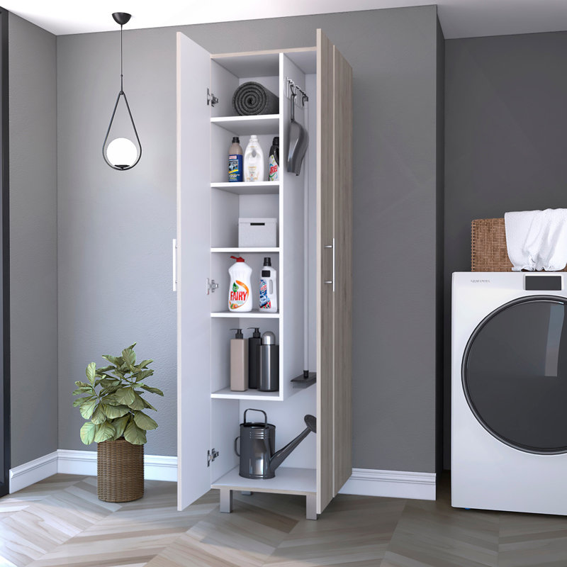 Norway Broom Closet Pantry, Five Shelves, Double Door Cabinet, Four Legs