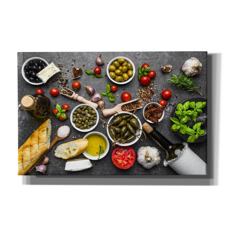 Cuisine italienne sur toile, H 26 po x l 40 po x P 1,5 po