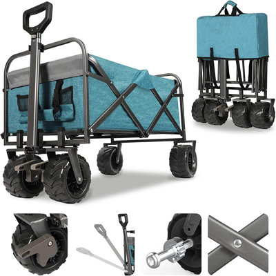 Foldable Trolley with Adjustable Handle, Light Blue