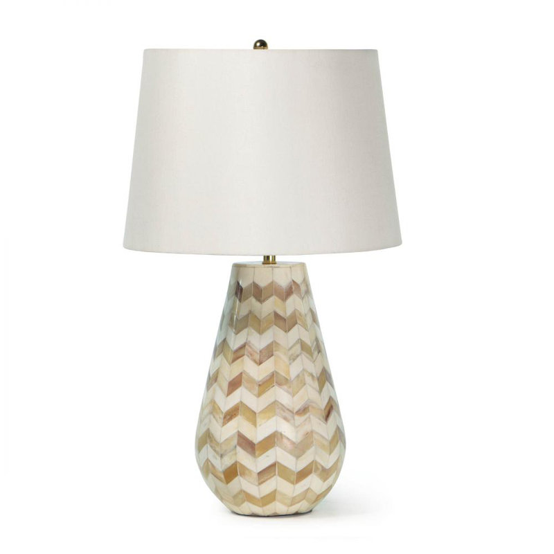 Cassia Chevron Table Lamp, Brown Genuine Leather