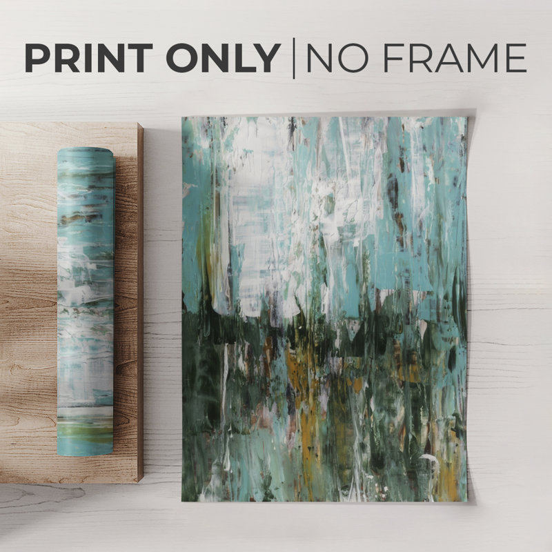 «Abstract Turquoise Forest I», impression sur toile seulement - non encadrée, H 12 po x l 8 po