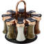 Tower T826020RM Rose Gold, Rotating Spice Rack with 8 Jars, Pre Filled with Spices