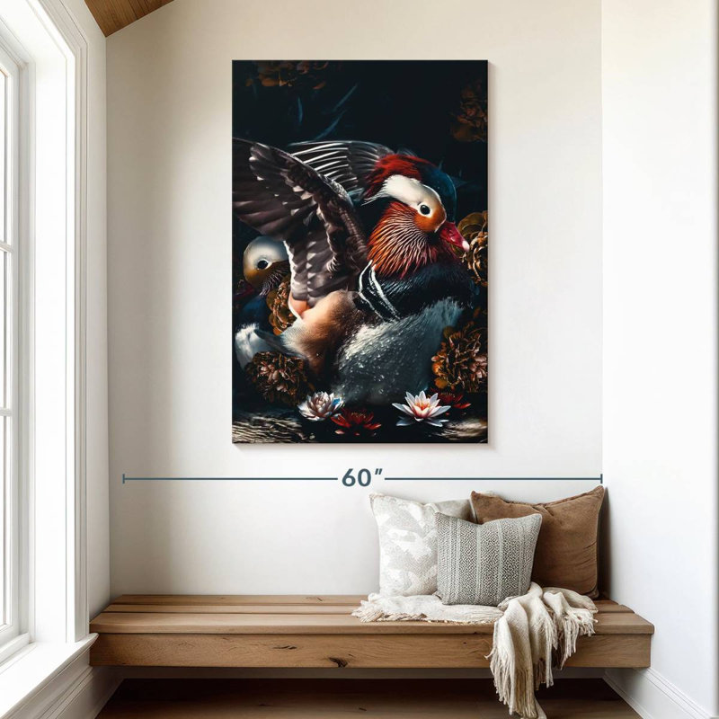 Dark Mandarin Ducks, 48" H x 32" W
