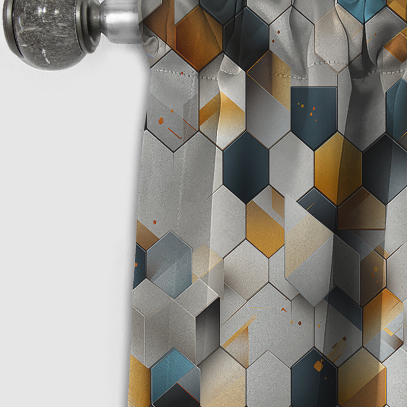 Gray Hexagons Dreams - Rideau abstrait - Rideau occultant à formes géométriques - 1 panneau, L 52 po x L 90 po