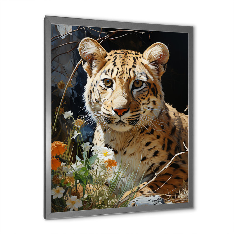 Charlonda Leopard Elegance Pastoral sur toile, Cadre photo argenté, H 32 po x l 16 po x P 1 po
