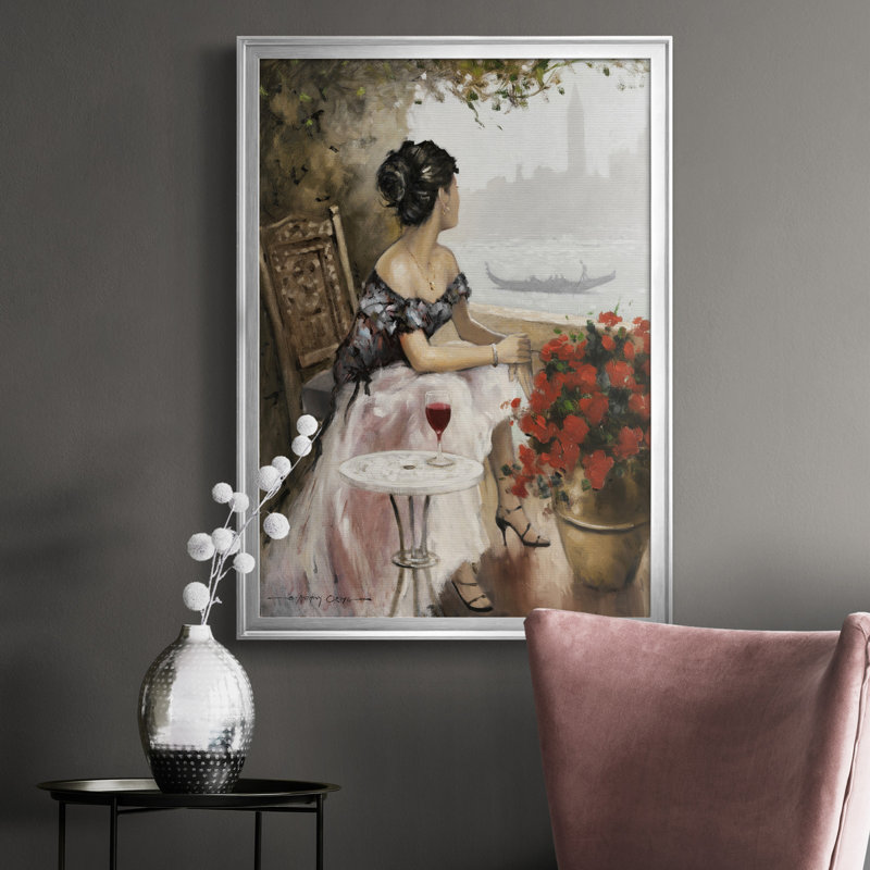 Après-midi sur le canal - Peinture sur toile encadrée, H 30,5 po x l 42,5 po x P 1,5 po, Cadre argenté