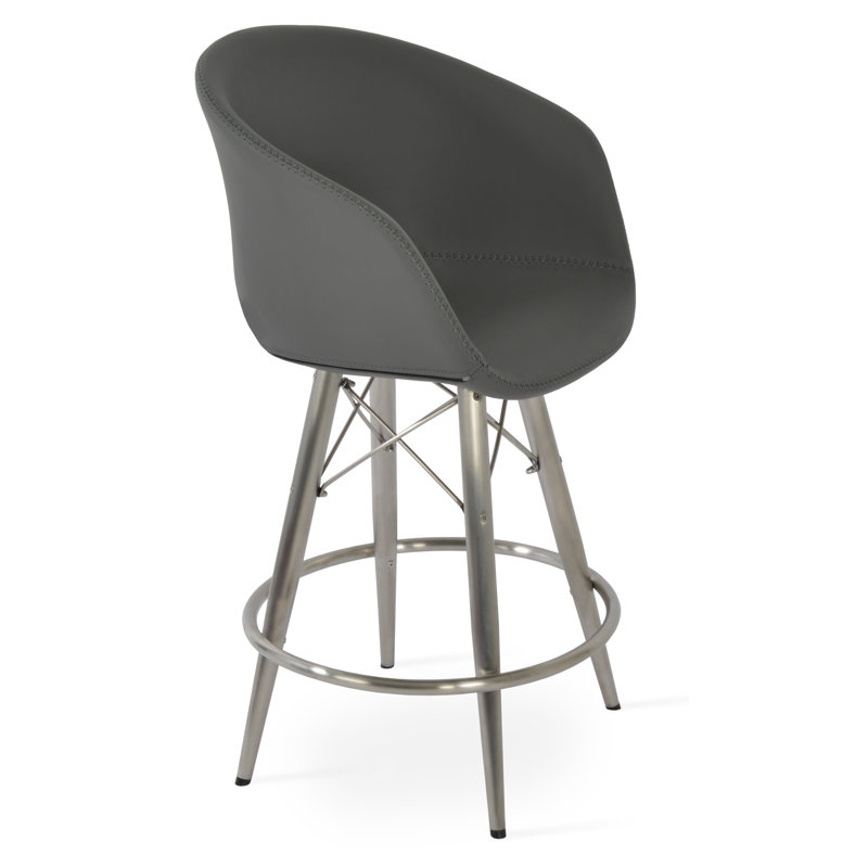 Tabouret de bar & short Tribeca, Acier inoxydable, Hauteur d'assise lorsque que le tabouret est placÃ, Gris foncé