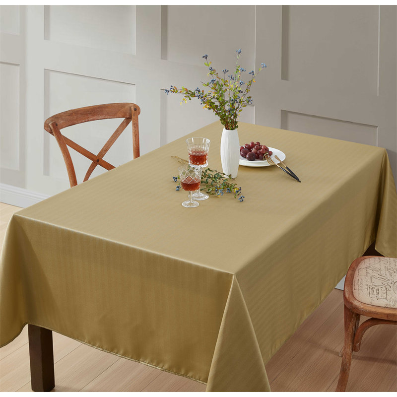 Lincoln Stripe Fabric Tablecloth, 144" Rectangle, Gold