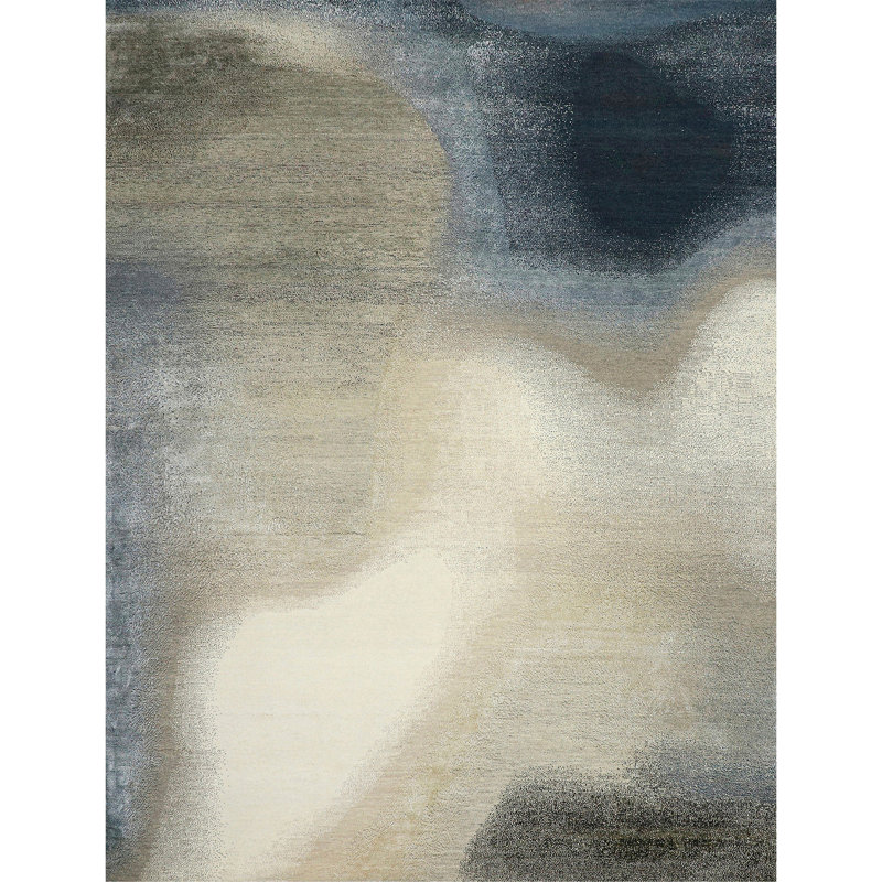 Hand Knotted Abstract Area Rug in Beige/Brown