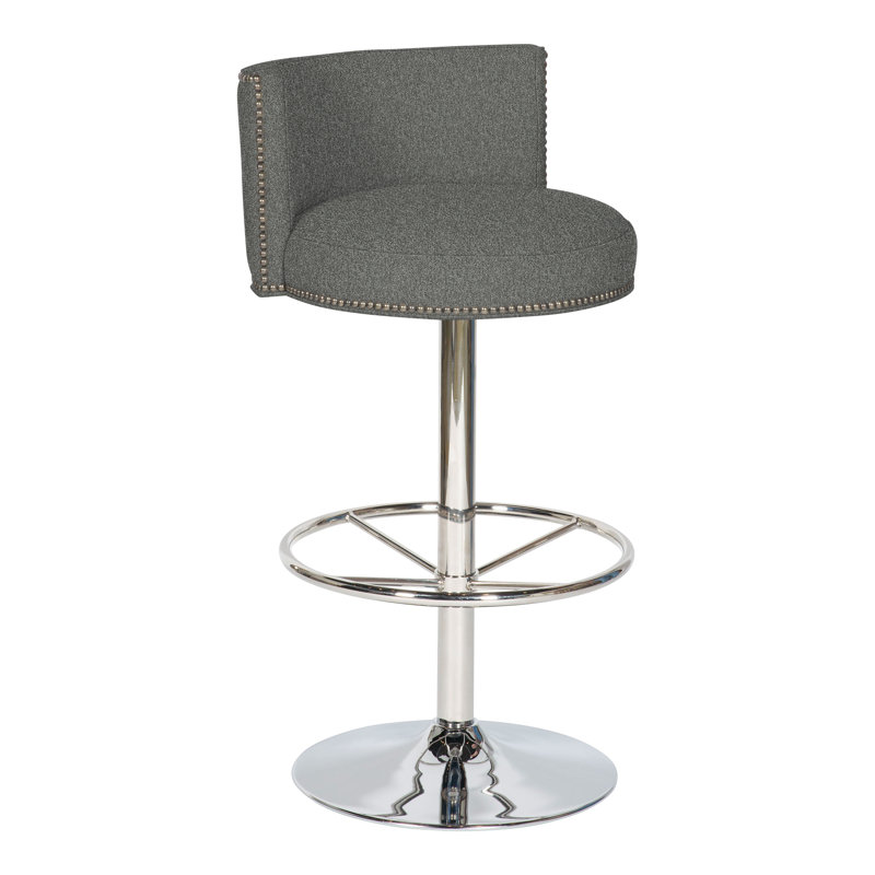 Nevin By Michael Weiss Swivel Upholstered Stool with Metal Frame, Ian Pewter, Yes