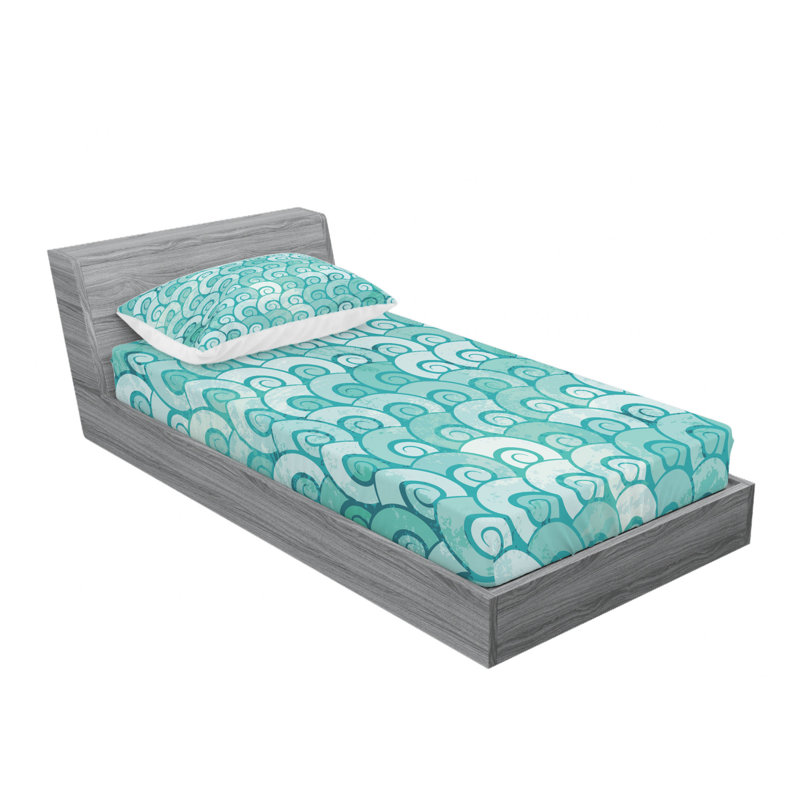 Ensemble de draps Swirled Sea Waves, Ensemble de draps pour lit simple avec drap-housse