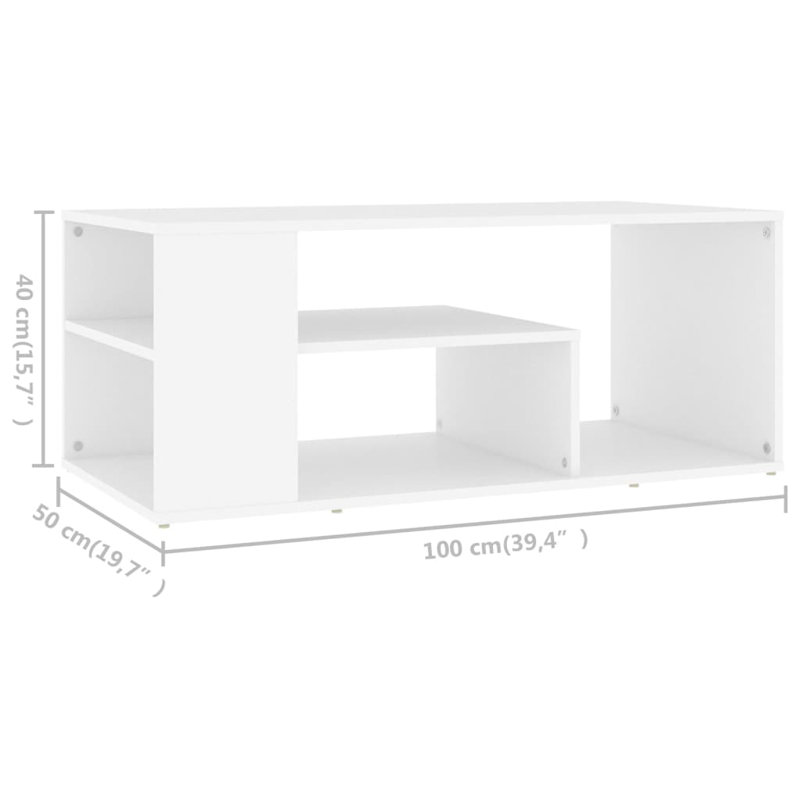 Manufactured Wood Frame Single Coffee Table with Storage, White