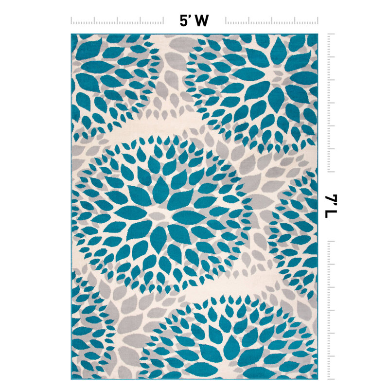 Floral Indoor Rug, Rectangle 5' x 7'