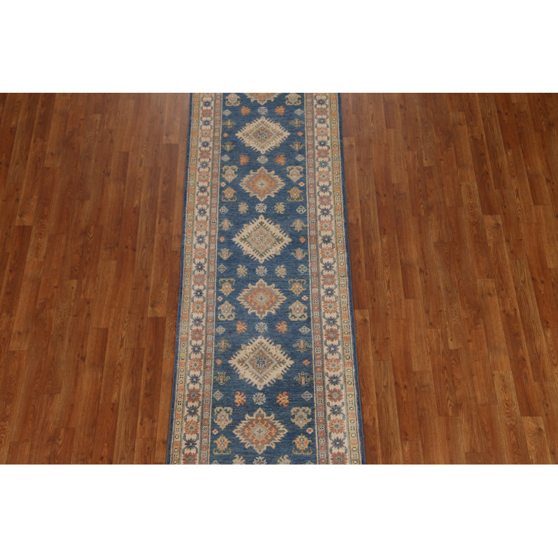 Tapis de couloir pakistanais bleu Kazak