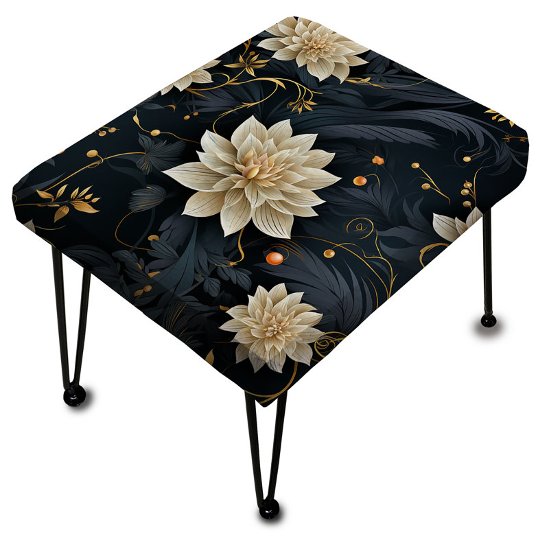 Beige et bleu méditation délicieuse fleurs - repose-pieds rectangulaire botanique