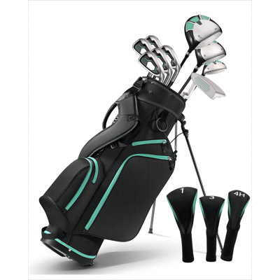 9Pcs Children Kids Golf Clubs Set with Stand Bag Driver Hybrid Irons Putter, Woman and Man