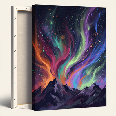 Art mural sur toile Gallery Wrap pour le salon, la chambre à coucher, le bureau ou le vestibule - décoration murale décorative avec ciel Aurora