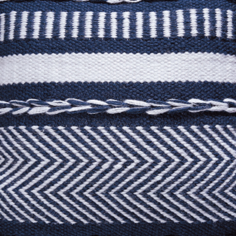 Lonniel Indoor / Outdoor Chevron Square Throw Pillow, Navy/White