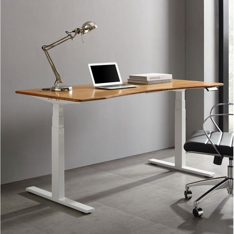 Inbox Zero Leverne 55.1'' W Height Adjustable Rectangle Standing Desk