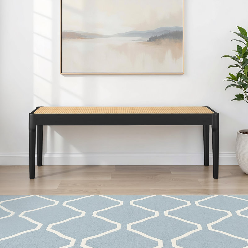 Banc en bois massif Tristen, Boucle gris anthracite