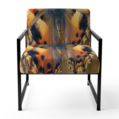 Absalom Butterfly In Watercolor Painting - Upholstered Floral Accent Arm Chair by East Urban Home