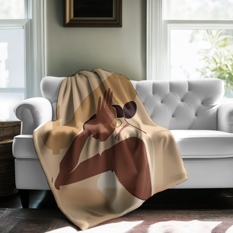Couverture sherpa de qualité supérieure Tranquil Abstract Femininity - 1 pièce, Lit simple