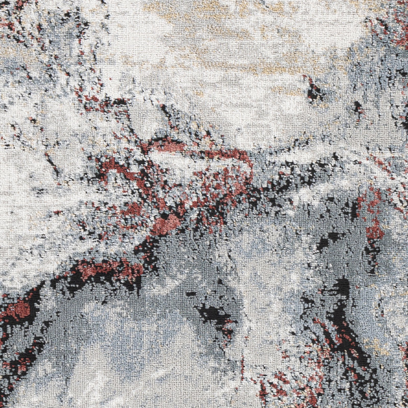 Dittmer Abstract Gray/Dark Red Area Rug, Rectangle 9' x 12'