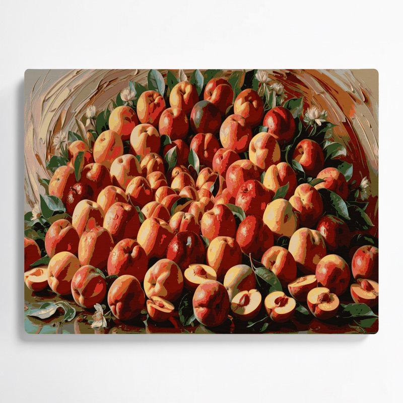 Art mural en métal brun fruits nectarine, 11" H x 14" W