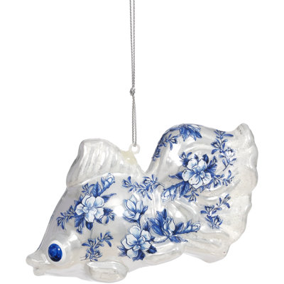 Blue And White Fish Ornament - 4.5 X 2.5 Inches Set Of 6