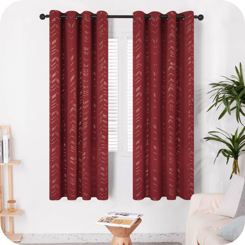 Abrahamsen Blackout Curtain Pair, Dark Red, 46cm Width x 138cm Drop