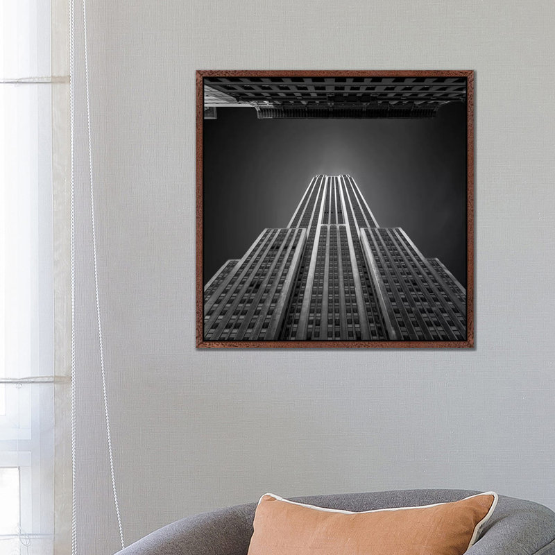 Empire State Building by Ahmed Thabet - Print on Canvas, Classic Brown Wood Framed, 66.04cm H x 66.04cm W x 3.81cm D