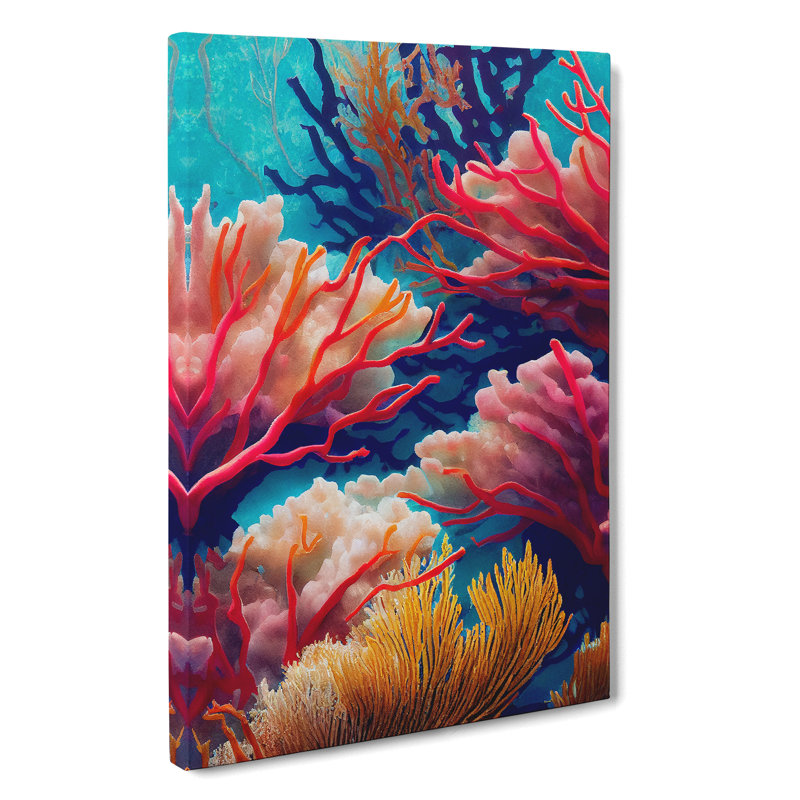 Colourful Coral Reef No.1 - Wall Art, Wrapped Canvas, 60cm H x 40cm W x 3cm D, No Matte