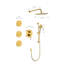 Système de douche avec pomme de douche, douche à main, barre coulissante, jets de corps, bras de douche, tuyau, garniture de valve et poignées à levier