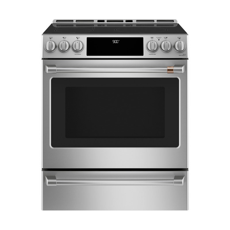 Café 30" 5.7 cu. ft. Slide-in Electric Range with Induction Cooktop, Stainless Steel