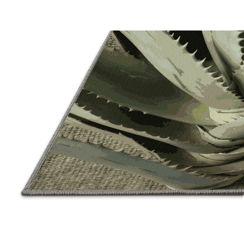 Machine Washable Botanical Brown Area Rug, Rectangle 2' x 3'