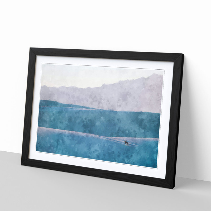 Lone Wolf Abstract - Picture Frame Graphic Art Print, 45cm H x 63cm W x 2cm D, Black Framed