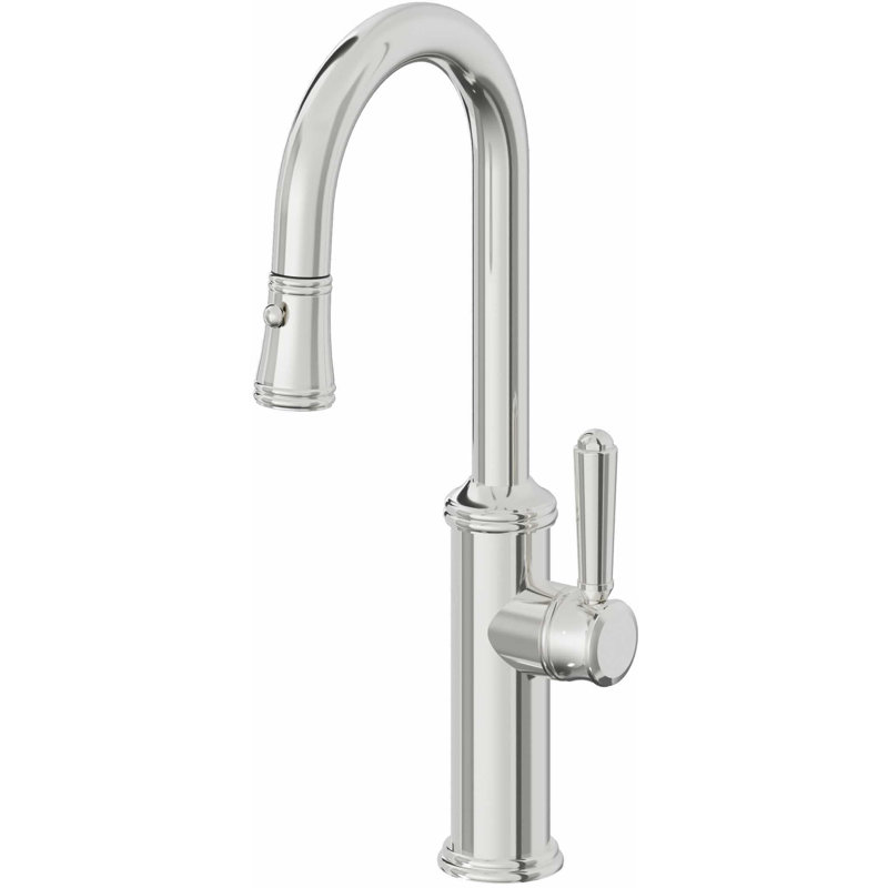 Davoli Pull-Down Prep/Bar Faucet with Button Sprayer, Polished Chrome