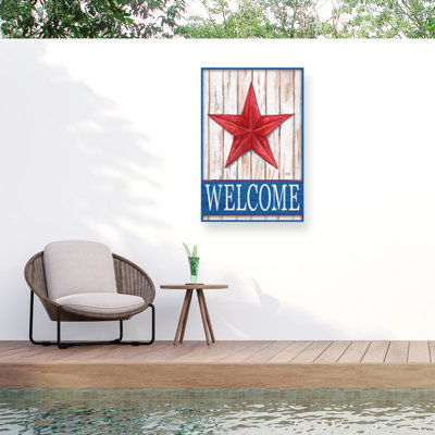 Toile d'extérieur Melinda Hipsher «Welcome Barn Starred White Blue»