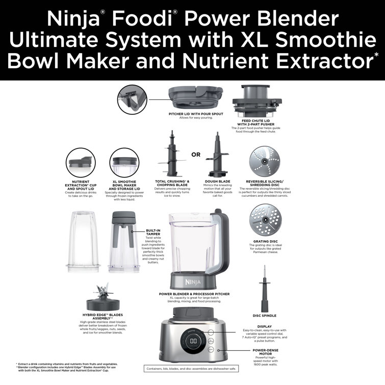 Ninja Foodi Power Blender Processor XL Smoothie Bowl Maker - Nutrient  Extractor