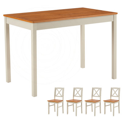 Ensemble de table et salle à manger de cuisine en bois d'hévéa 5 pièces
