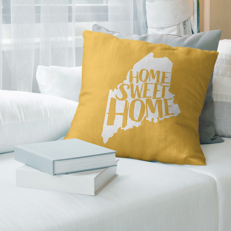 Housse de coussin en lin home, 14 po x 14 po, Maine, Jaune