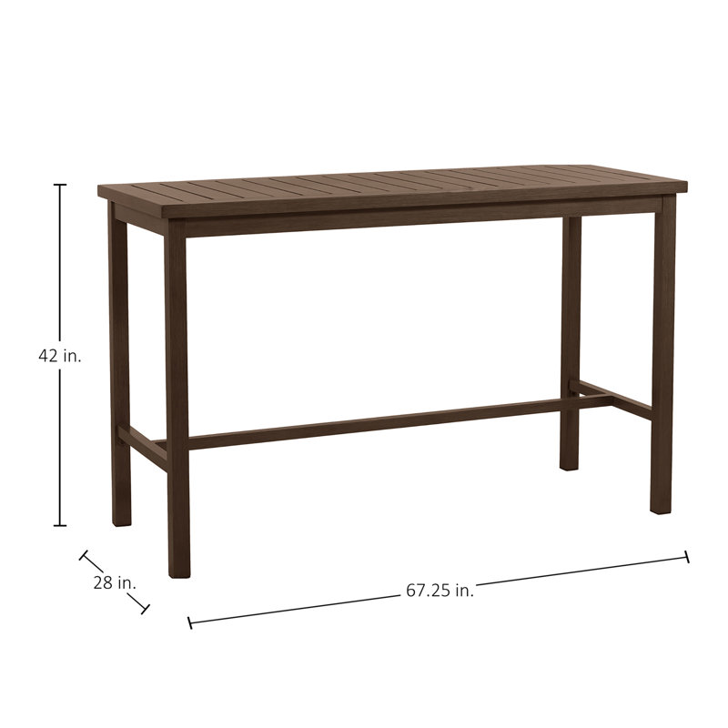 Club Aluminum Outdoor Bar Table, Oak