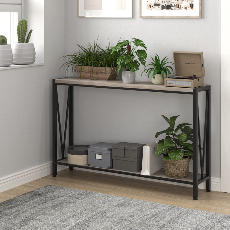 Console étroite à 2 niveaux, table de canapé derrière le salon, vestibule, couloir, bureau, H 29,9 po x l 43,3 po x P 9,8 po