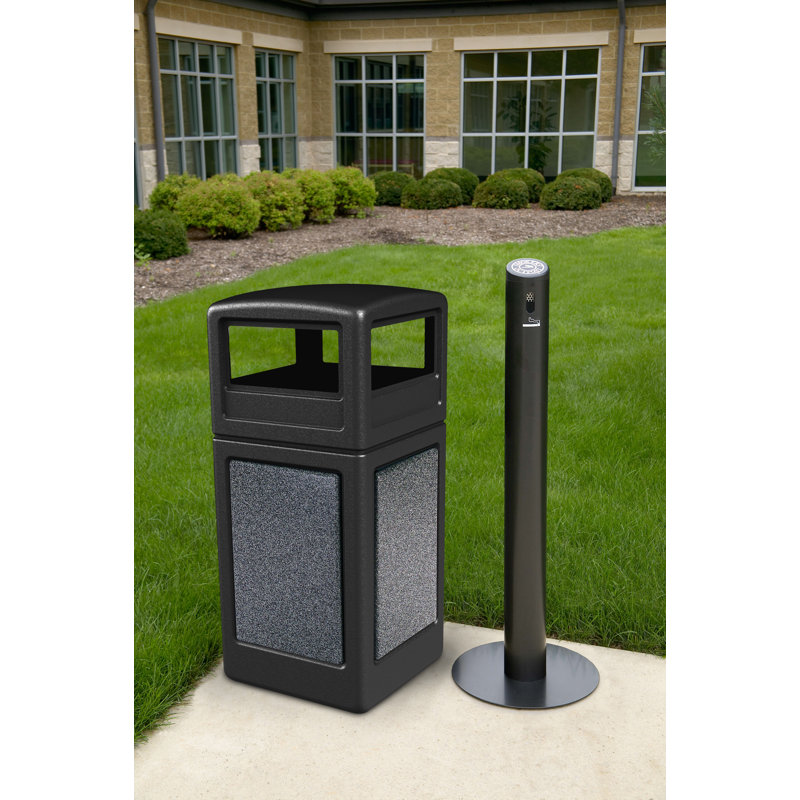 Poubelle® 42 gallons StoneTec, Noir avec pierre poivre