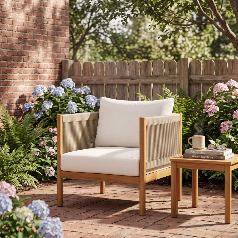 Chaises longues modernes de patio, chaise de club de corde de bois d'acacia pour la maison extérieure