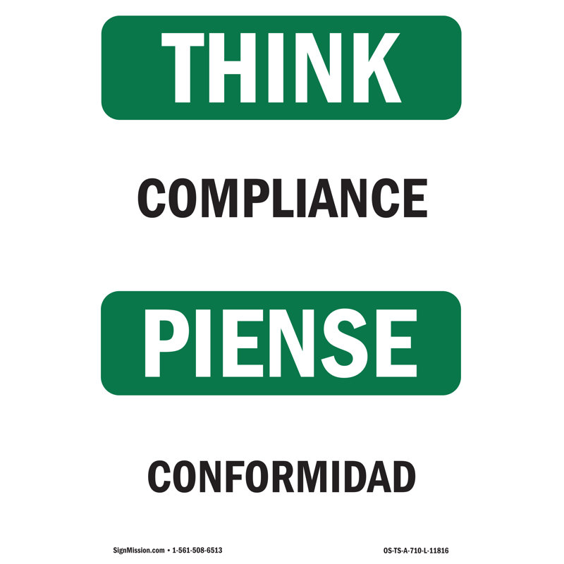 Compliance Aluminum Sign 12 x 18, 18" H x 12" W x 0.1" D