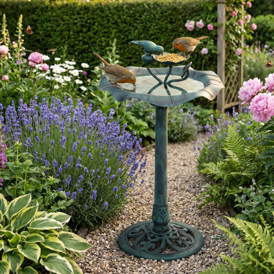 28" Outdoor Pedestal Bird Bath, for Garden Patio Backyard Décor